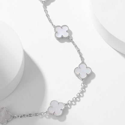 [Vicky]CLOVER 10 MOTIFS WHITE MOTHER OF PEARL NECKLACE