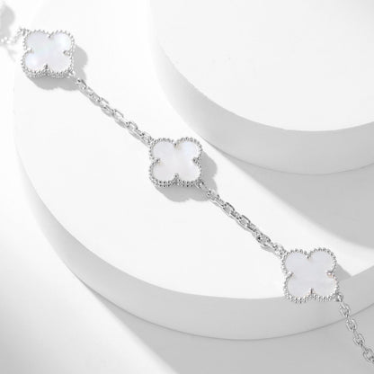 [Vicky]CLOVER 10 MOTIFS WHITE MOTHER OF PEARL NECKLACE