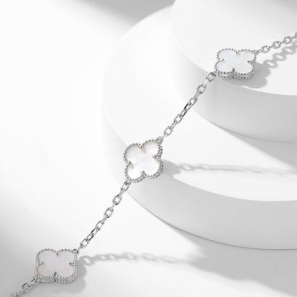 [Vicky]CLOVER 10 MOTIFS WHITE MOTHER OF PEARL NECKLACE