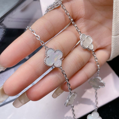 [Vicky]CLOVER 10 MOTIFS WHITE MOTHER OF PEARL NECKLACE