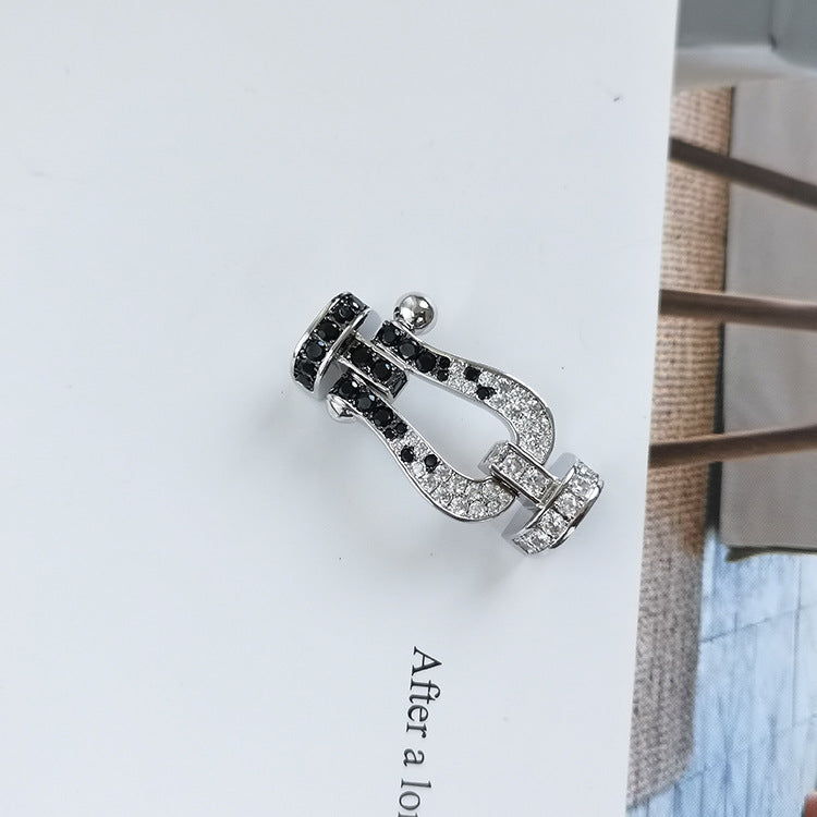 [Vicky]FORCE LARGE HORSESHOE BLACK WHITE DIAMOND BRACELET ROSE GOLD