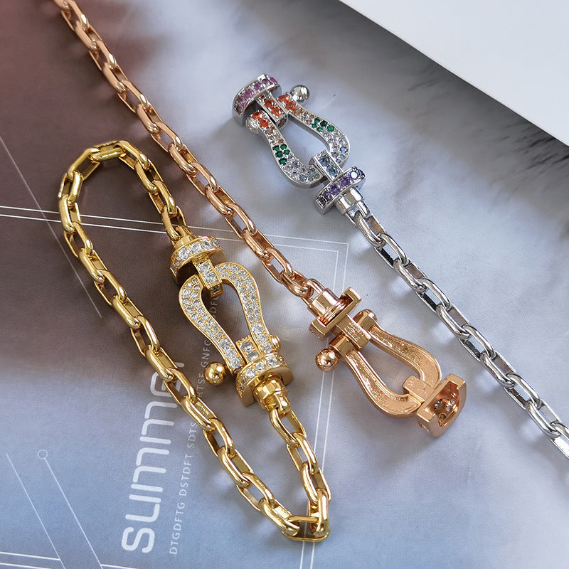 [Vicky]FORCE LARGE HORSESHOE CLASP  METAL BRACELET