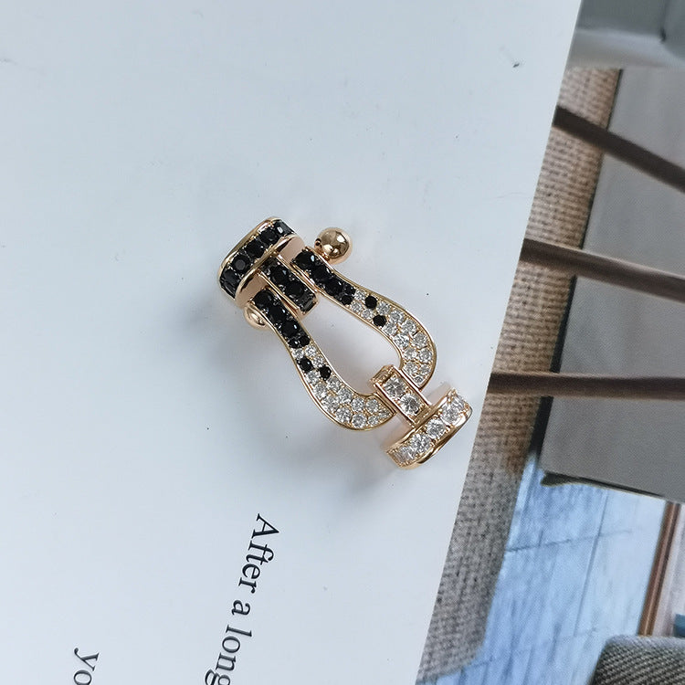 [Vicky]FORCE LARGE HORSESHOE BLACK WHITE DIAMOND BRACELET ROSE GOLD