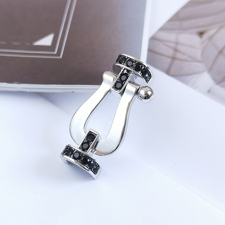 [Vicky]FORCE LARGE HORSESHOE BLACK DIAMOND BRACELET SILVER