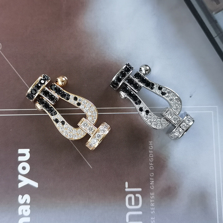 [Vicky]FORCE LARGE HORSESHOE BLACK WHITE DIAMOND BRACELET ROSE GOLD