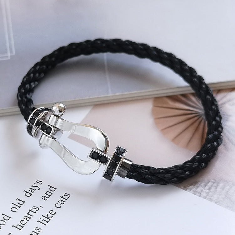 [Vicky]FORCE LARGE HORSESHOE BLACK DIAMOND BRACELET SILVER