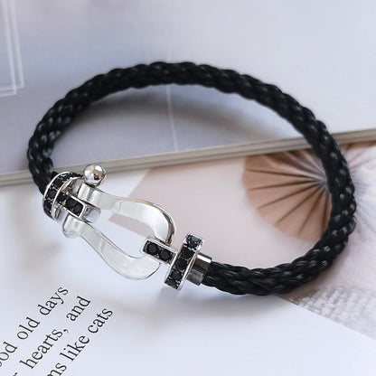 [Vicky]FORCE LARGE HORSESHOE BLACK DIAMOND BRACELET SILVER