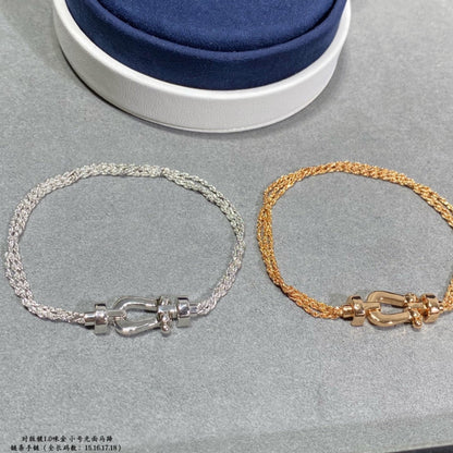 [Vicky]FORCE SMALL HORSESHOE  DIAMOND CHAIN ROPE BRACELET