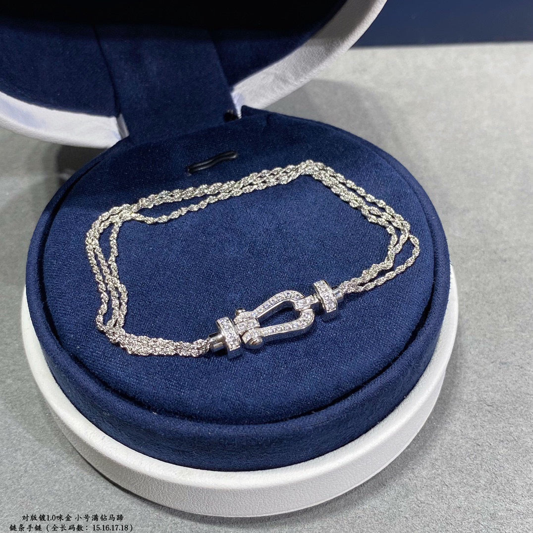 [Vicky]FORCE SMALL HORSESHOE  DIAMOND CHAIN ROPE BRACELET