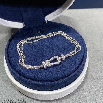[Vicky]FORCE SMALL HORSESHOE  DIAMOND CHAIN ROPE BRACELET