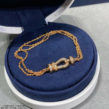 [Vicky]FORCE SMALL HORSESHOE  DIAMOND CHAIN ROPE BRACELET