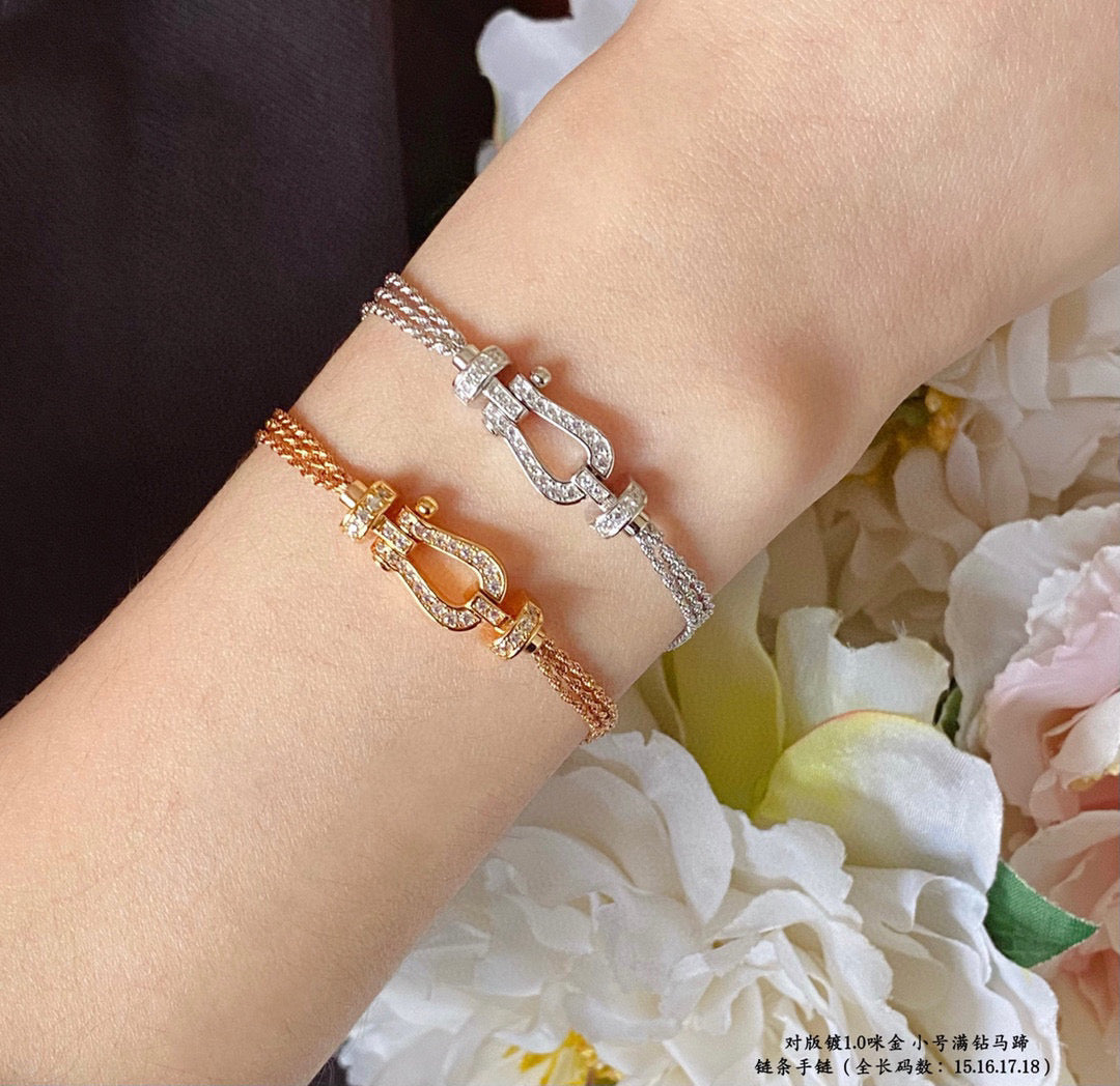 [Vicky]FORCE SMALL HORSESHOE  DIAMOND CHAIN ROPE BRACELET