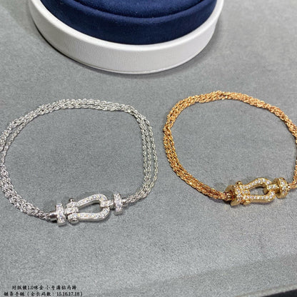 [Vicky]FORCE SMALL HORSESHOE  DIAMOND CHAIN ROPE BRACELET