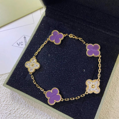 [Vicky] CLOVER 5 MOTIF VIOLET BRACELET COLLECTION