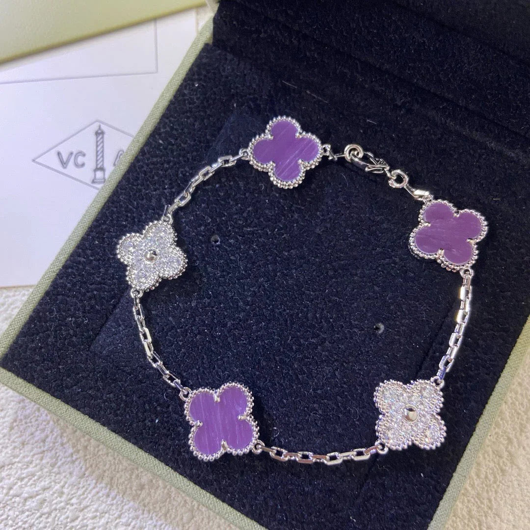 [Vicky] CLOVER 5 MOTIF VIOLET BRACELET COLLECTION
