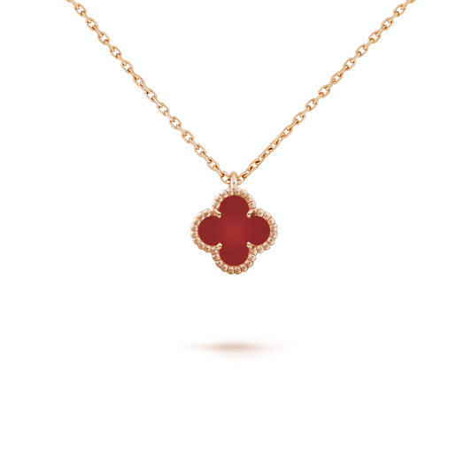 [Vicky]CLOVER MINI 9.5MM WHITE CARNELIANS NECKLACE