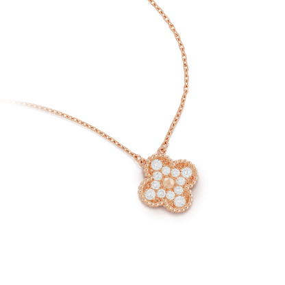 [Vicky]CLOVER 15MM DIAMOND SINGLE FLOWER NECKLACE