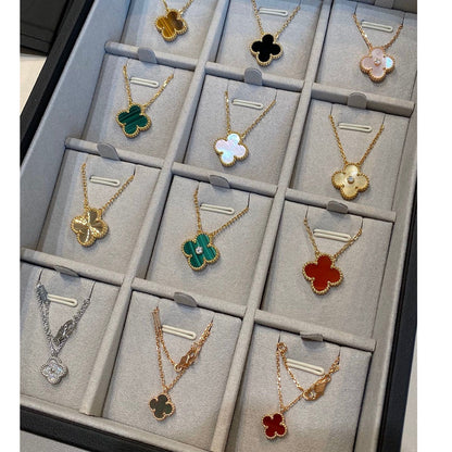[Vicky]CLOVER 15MM DIAMOND SINGLE FLOWER NECKLACE