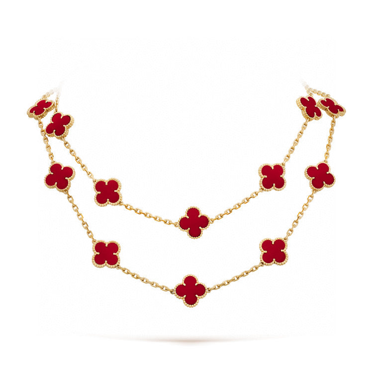 [Vicky]CLOVER 20 MOTIFS CARNELIAN NECKLACE