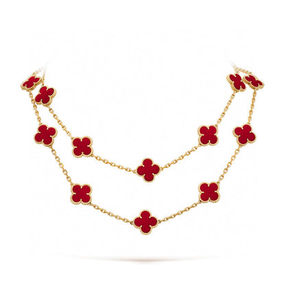 [Vicky]CLOVER 20 MOTIFS CARNELIAN NECKLACE