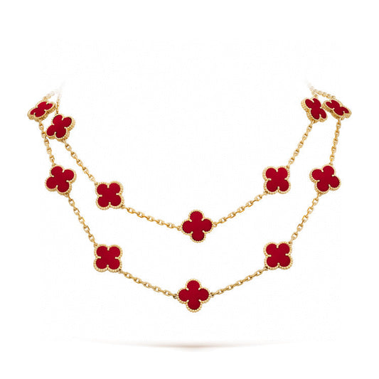[Vicky]CLOVER 20 MOTIFS CARNELIAN NECKLACE