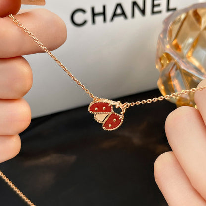 [Vicky]LUCKY  CARNELIANS LADYBUG NECKLACE