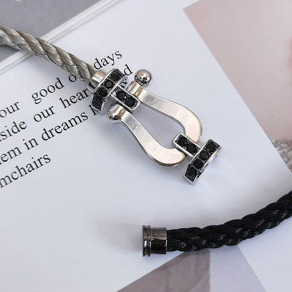 [Vicky]FORCE LARGE HORSESHOE BLACK DIAMOND BRACELET SILVER