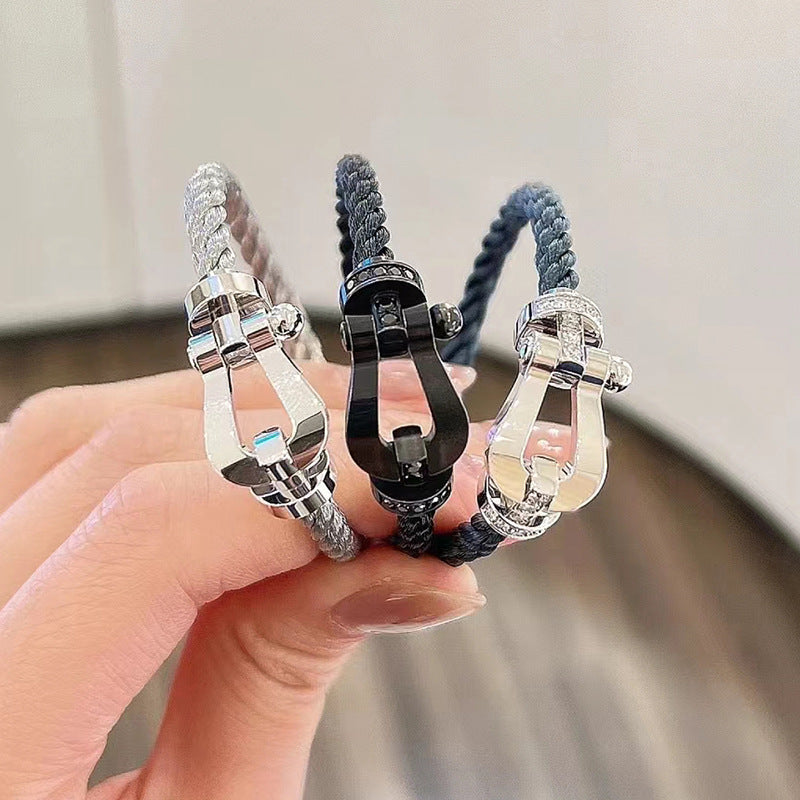 [Vicky]FORCE LARGE HORSESHOE HALF DIAMOND BRACELET ROSE GOLD