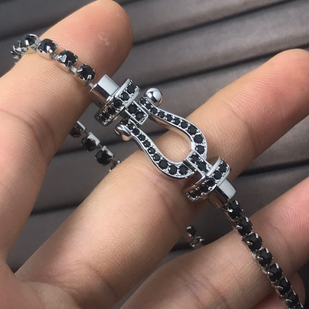 [Vicky]FORCE  LARGE HORSESHOE FULL DIAMOND TENNIS BRACELET