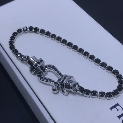 [Vicky]FORCE  LARGE HORSESHOE FULL DIAMOND TENNIS BRACELET