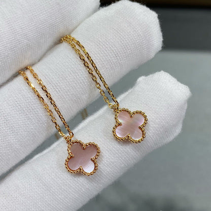 [Vicky]CLOVER 15MM PINK MOTHER-OF-PEARL SINGLE FLOWER NECKLACE