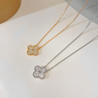 [Vicky]CLOVER 15MM DIAMOND SINGLE FLOWER NECKLACE