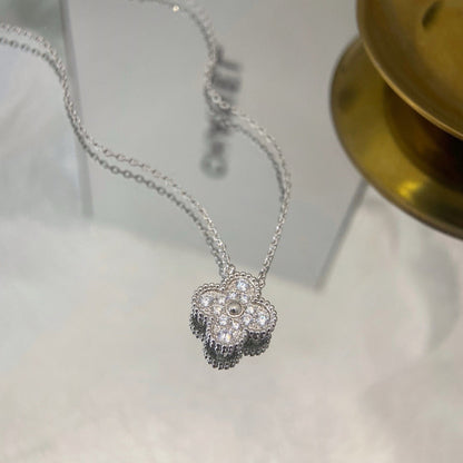 [Vicky]CLOVER 15MM DIAMOND SINGLE FLOWER NECKLACE