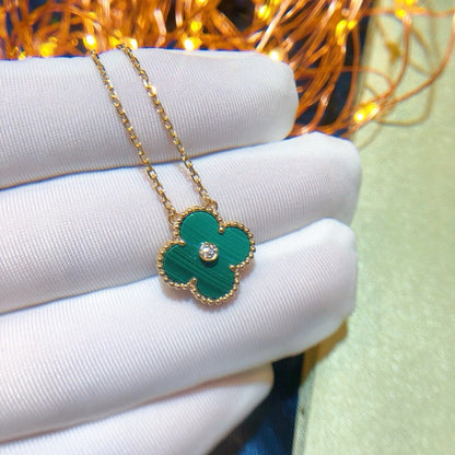 [Vicky]CLOVER 15MM DIAMOND TURQUOISE NECKLACE