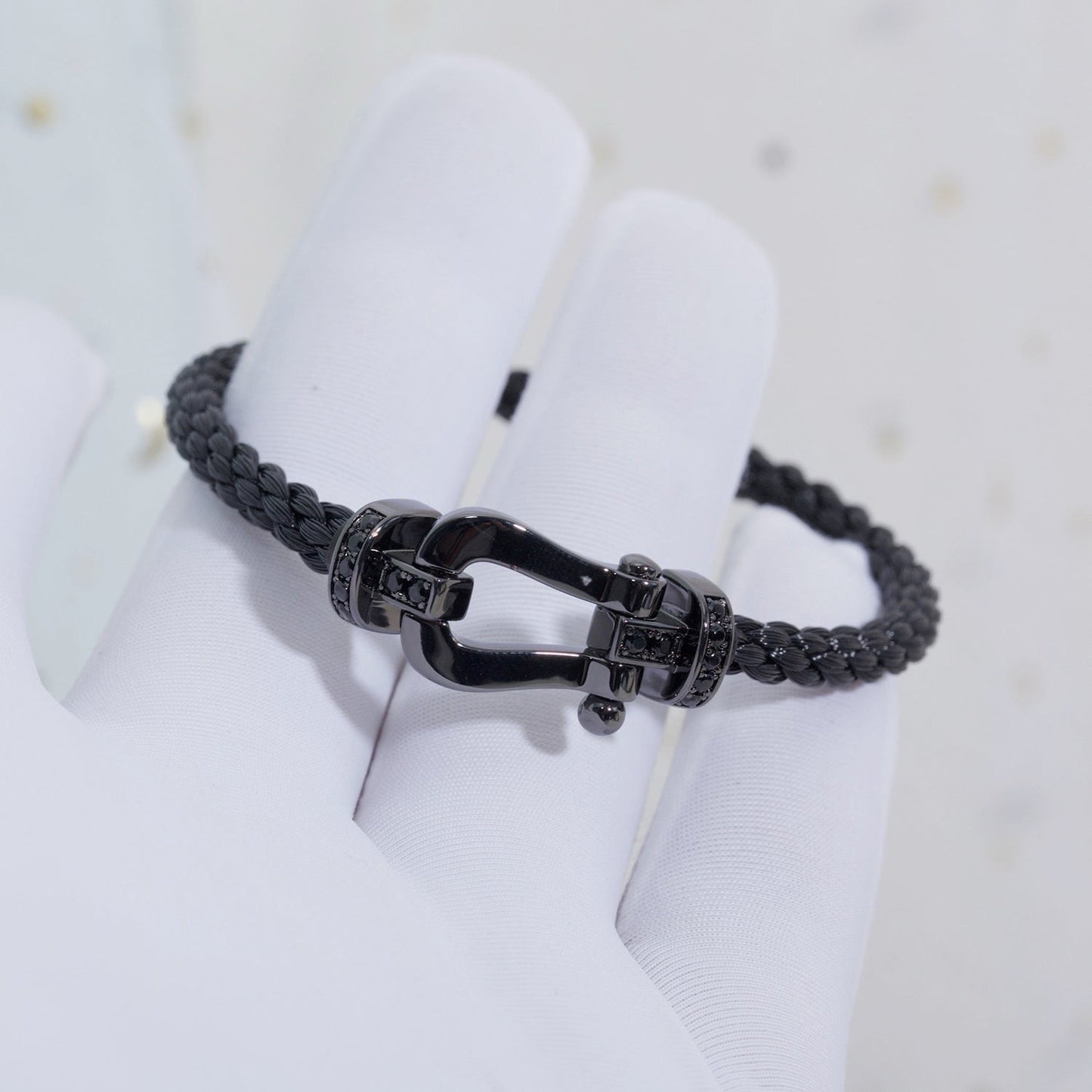 [Vicky]FORCE LARGE SERIES HORSESHOE BLACK SAMURAI BRACELET