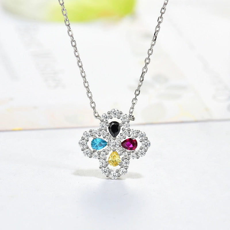 [Vicky]LOOP NECKLACE FULL MOTIF DIAMOND 16MM MULTIPLE COLORS