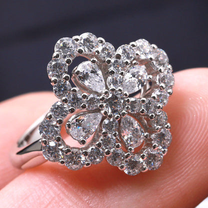 [Vicky]LOOP RING FULL MOTIF DIAMOND 16MM SILVE