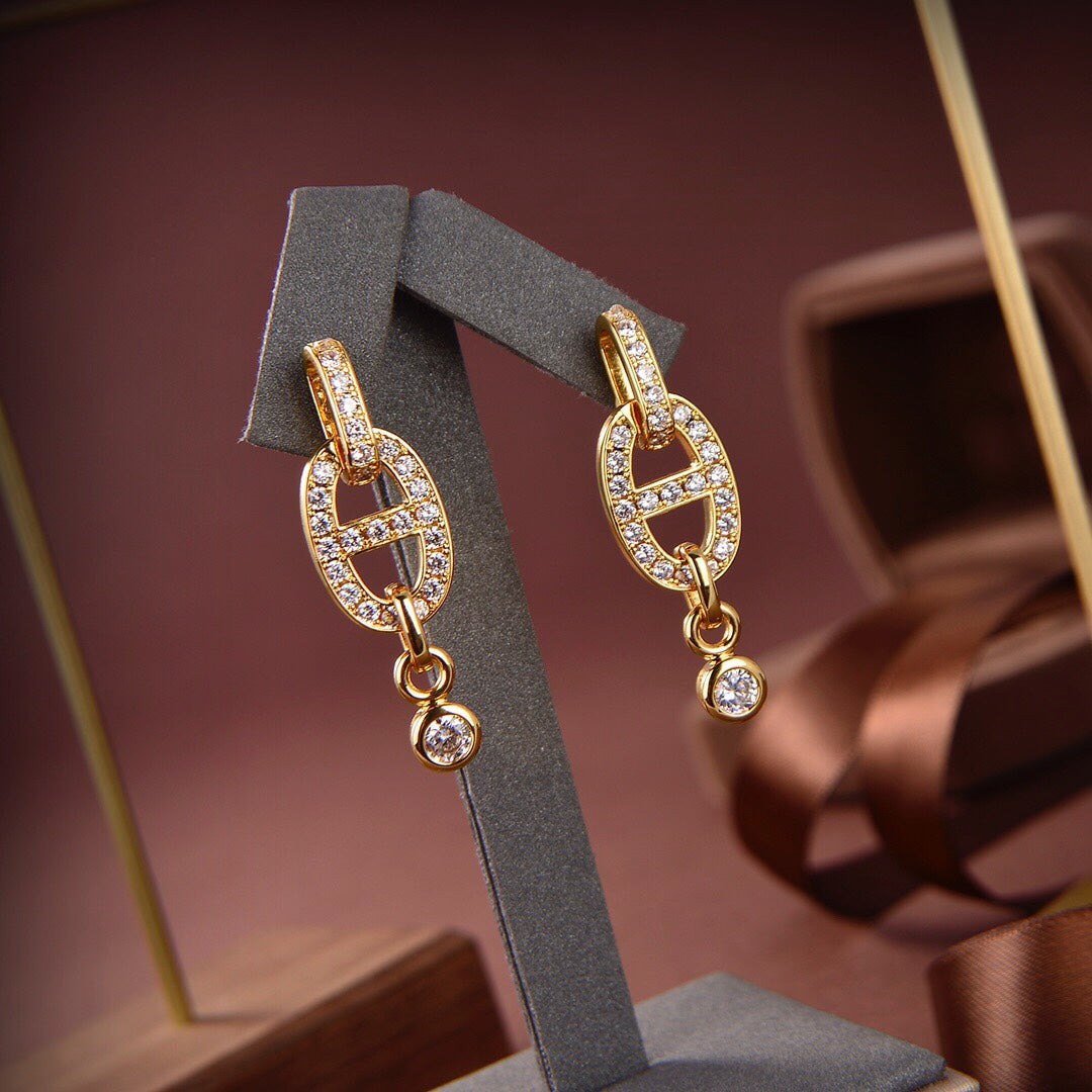 [Vicky]HM CHAINE DIAMOND EARRINGS
