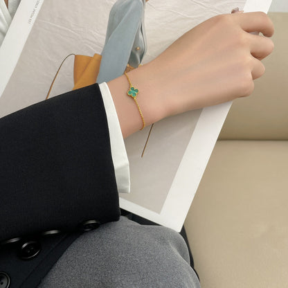 [Vicky]CLOVER BRACELET MALACHITE 1 MOTIF