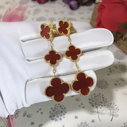 [Vicky]CLOVER 3 MOTIF CARNELIAN DROP EARRINGS