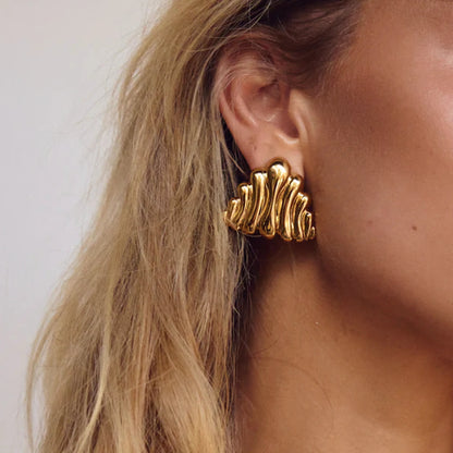 [Royal Vicky]Nora Ripple Gold Earrings
