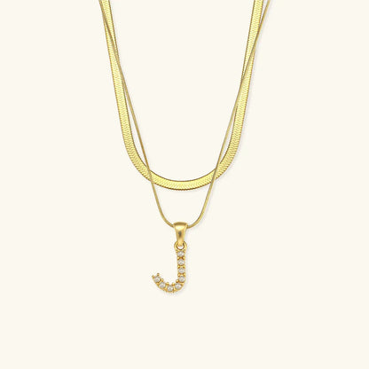[Royal Vicky]Fiona Layered Gold Initial Letter Necklace