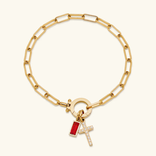[Royal Vicky]Annabella Birthstone Cross Bracelet