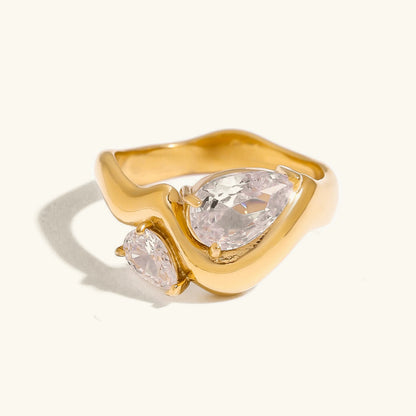 [Royal Vicky]Soletta Diamond Teardrop Gold Ring