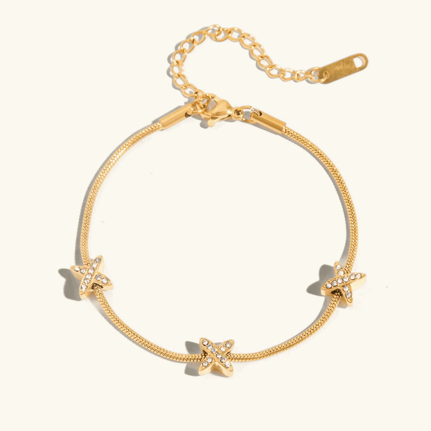 [Royal Vicky]Brienne Diamond Cross Herringbone Bracelet