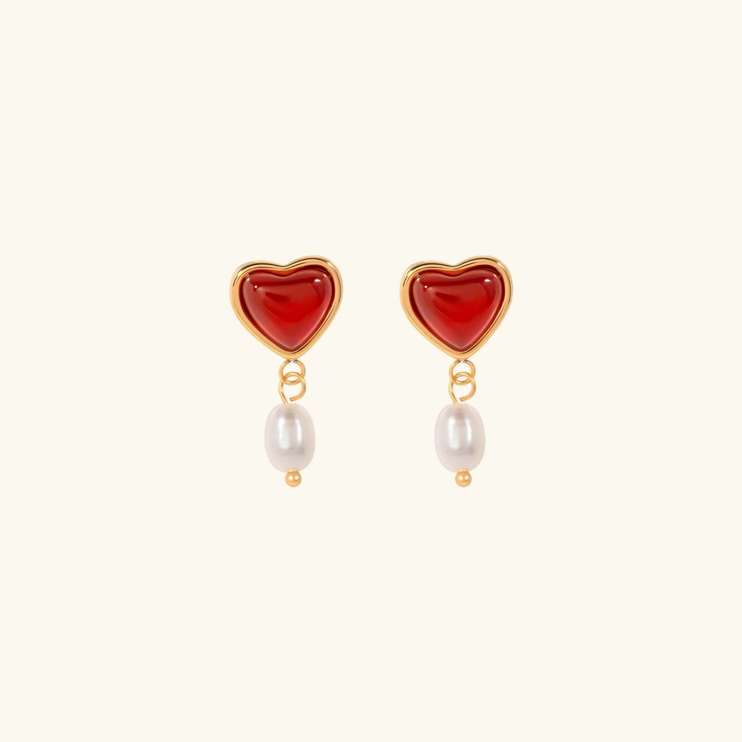 [Royal Vicky]Sabina Pearl Heart Gold Earrings
