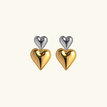 [Royal Vicky]Zofia Two Tone Heart Earrings