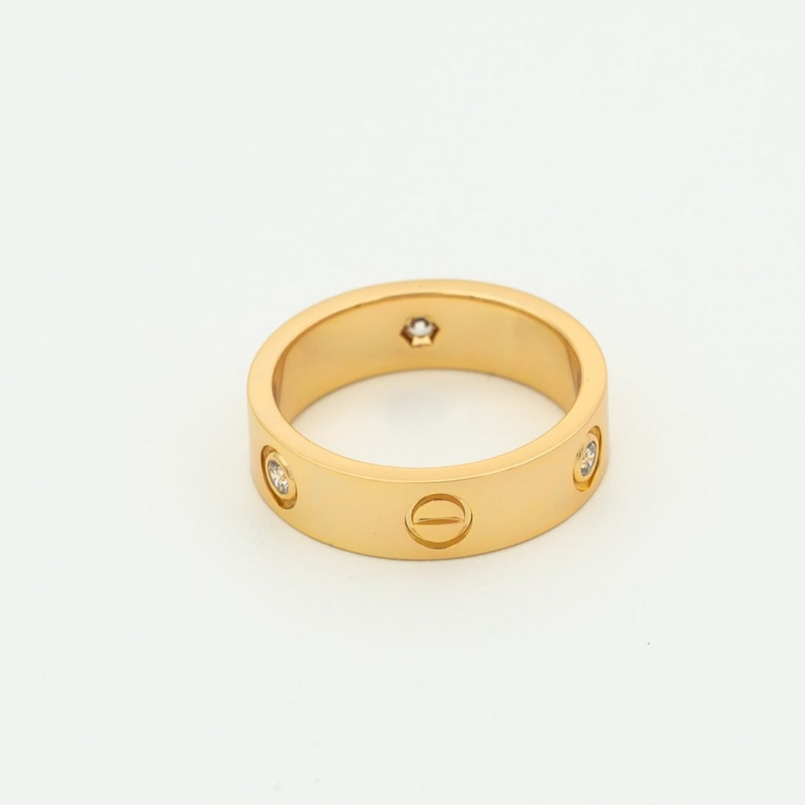 [Vicky]LOVE RING 5.5MM 3 DIAMONDS PINK GOLD