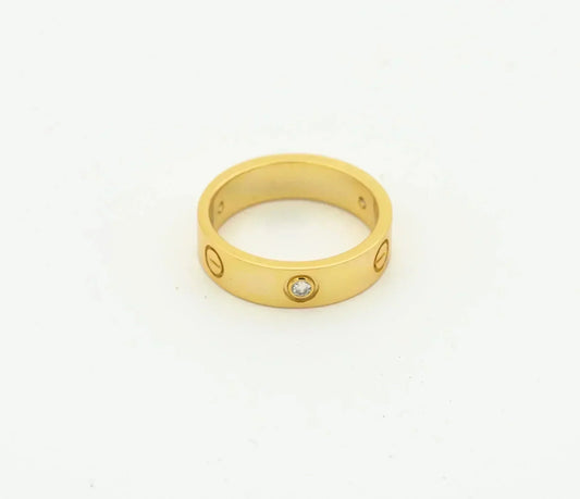 [Vicky]LOVE RING 4MM 1 DIAMOND GOLD