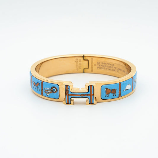 [Vicky]H PINK GOLD BRACELET BLUE CERAMIC